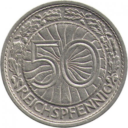 Веймарская республика 50 рейхспфеннигов 1928 год (A)