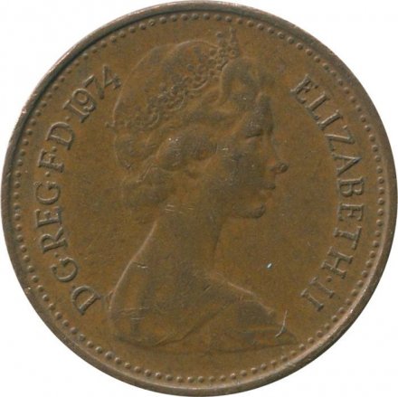 Великобритания 1/2 нового пенни 1974 год