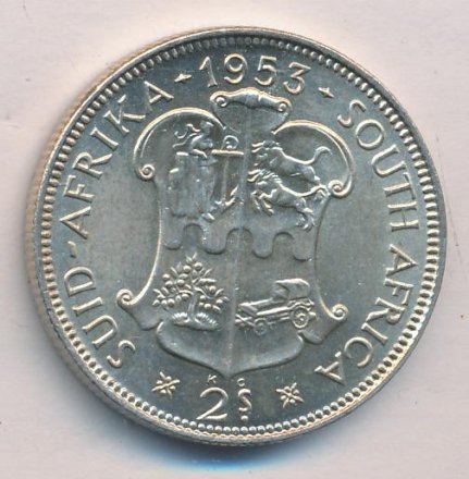 ЮАР 2 шиллинга 1953 год