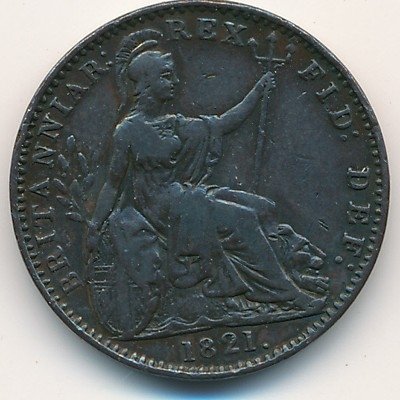 Великобритания 1 фартинг 1821 год