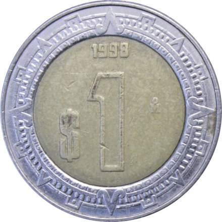 Мексика 1 песо 1998 год - Хохлатый сокол