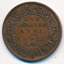Британская Индия 1/4 анны 1906 год