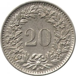 Швейцария 20 раппенов 1968 год
