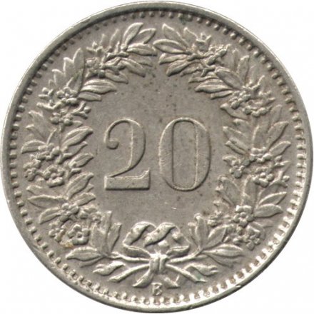 Швейцария 20 раппенов 1968 год