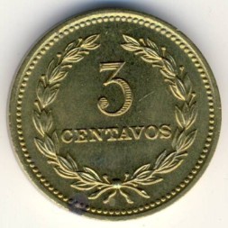 Монета Сальвадор 3 сентаво 1974 год