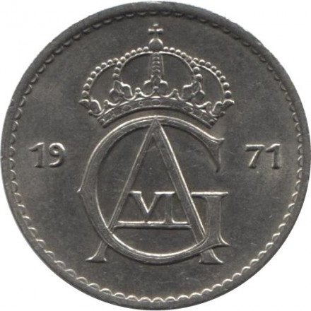 Швеция 50 эре 1971 год - Король Густав VI Адольф