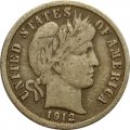 США 1 дайм (10 центов) 1912 год - Barber Dime (D)
