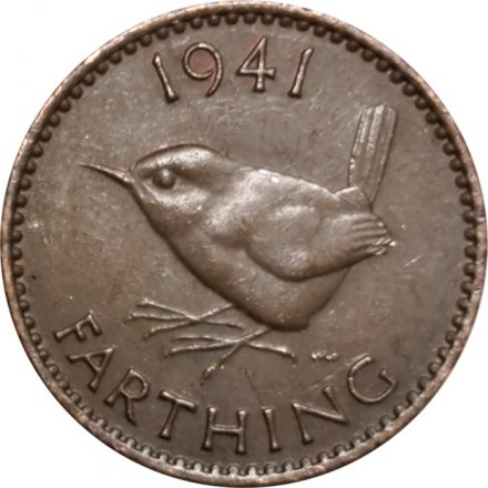 Великобритания 1 фартинг 1941 год - Крапивник