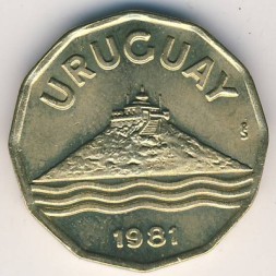 Монета Уругвай 20 сентесимо 1981 год - Форталеза-дель-Серро