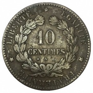 Франция 10 сантимов 1872 год