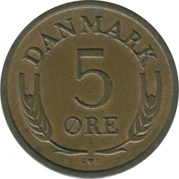 Дания 5 эре 1966 год - Король Фредерик IX