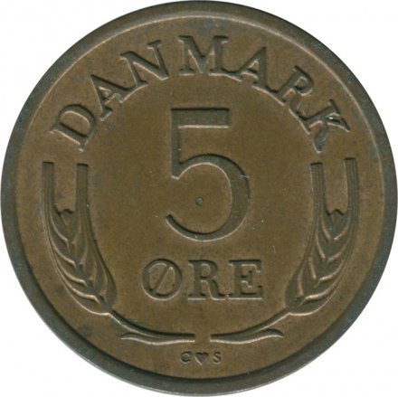 Дания 5 эре 1966 год - Король Фредерик IX