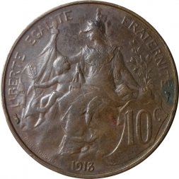 Франция 10 сантимов 1913 год