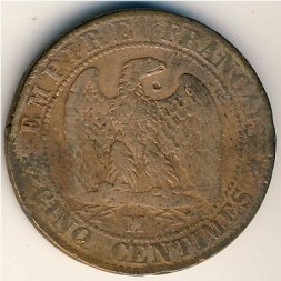 Франция 5 сантимов 1855 год