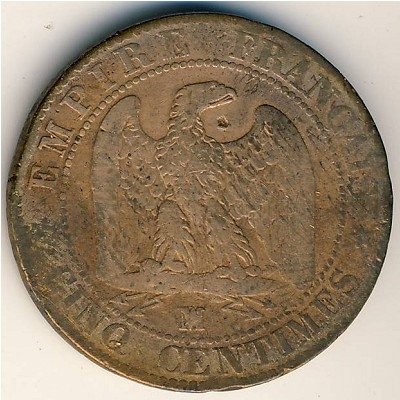 Франция 5 сантимов 1855 год