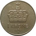 Норвегия 1 крона 1986 год - Улаф V