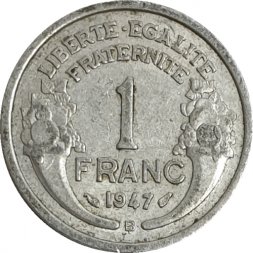 Франция 1 франк 1947 год (B)