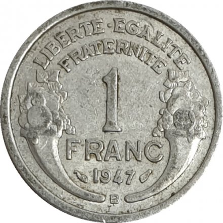 Франция 1 франк 1947 год (B)
