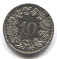 Швейцария 10 раппенов 1959 год
