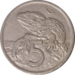 Новая Зеландия 5 центов 1969 год - Гаттерия