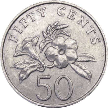 Сингапур 50 центов 1989 год