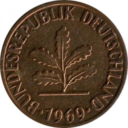 ФРГ 1 пфенниг 1969 год - J