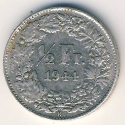 Швейцария 1/2 франка 1944 год