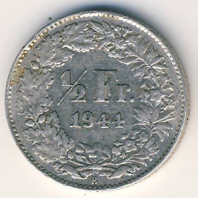 Швейцария 1/2 франка 1944 год