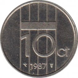 Нидерланды 10 центов 1987 год