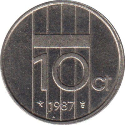 Нидерланды 10 центов 1987 год