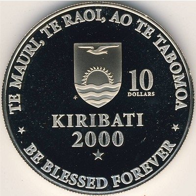 Кирибати 10 долларов 2000 год - Надежда. Земля, Солнце и звезды. Миллениум