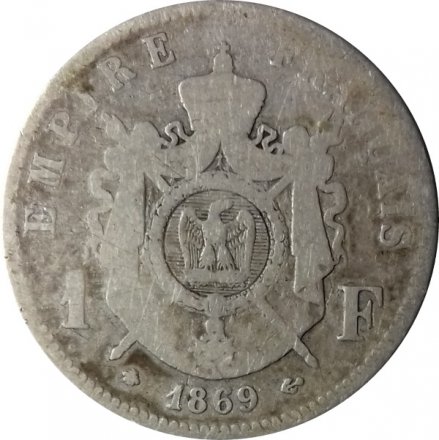 Франция 1 франк 1869 год