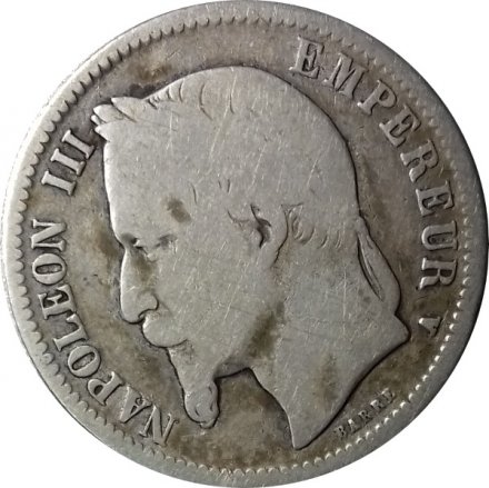 Франция 1 франк 1869 год