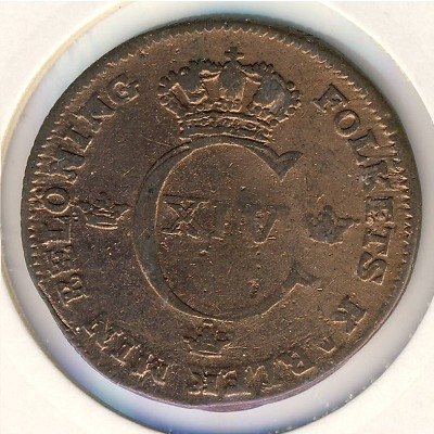 Швеция 1/2 скиллинга 1820 год