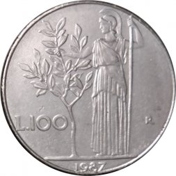 Италия 100 лир 1987 год - Минерва