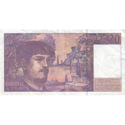 Франция 20 франков 1997 год - Клод Дебюсси. Опера Ла Мер - VF+