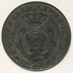 Монета Сардиния 7.6 сольдо 1800 год