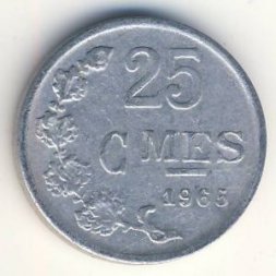 Люксембург 25 сантимов 1965 год
