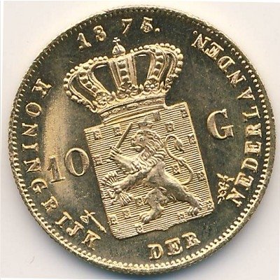 Нидерланды 10 гульденов 1875 год
