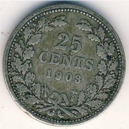 Нидерланды 25 центов 1903 год