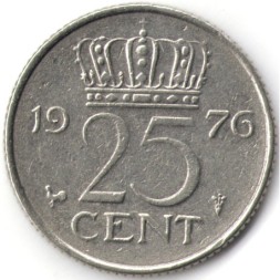 Нидерланды 25 центов 1976 год