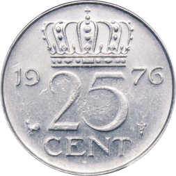 Нидерланды 25 центов 1976 год - Королева Юлиана