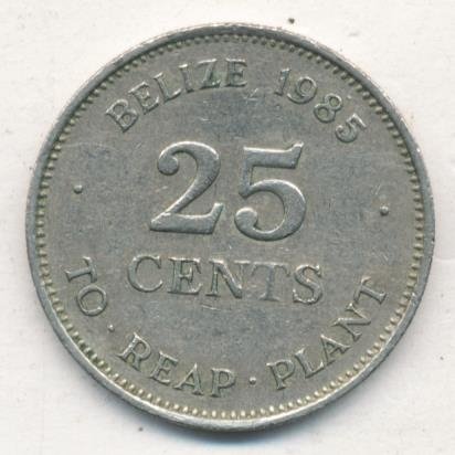 Белиз 25 центов 1985 год