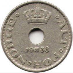 Норвегия 10 эре 1938 год - Король Хокон VII