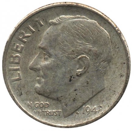 США 1 дайм (10 центов) 1948 год - Рузвельт (S)