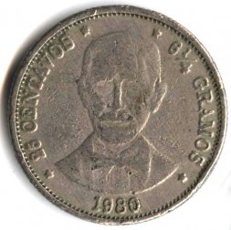 Доминиканская республика 25 сентаво 1980 год