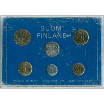 Набор из 6 монет Финляндия 1981 год (в банковской упаковке - скол)