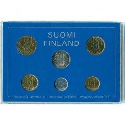 Набор из 6 монет Финляндия 1981 год (в банковской упаковке - скол)