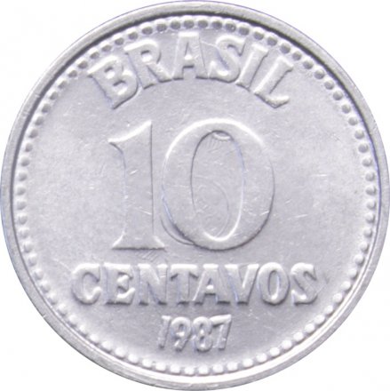 Бразилия 10 сентаво 1987 год