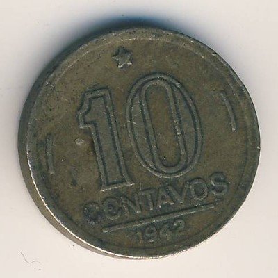 Бразилия 10 сентаво 1942 год